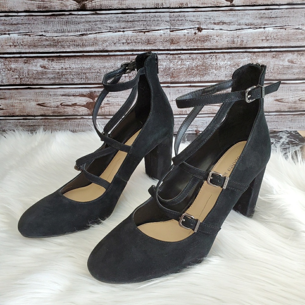 Gianni Bini black suede block heels size 10